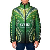 Custom Rugby Cook Islands Avaiki Padded Jacket Green Kuki Airani Tribal Maori Inspired LT9 Men Green - Polynesian Pride