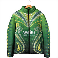 Custom Rugby Cook Islands Avaiki Padded Jacket Green Kuki Airani Tribal Maori Inspired LT9 - Polynesian Pride