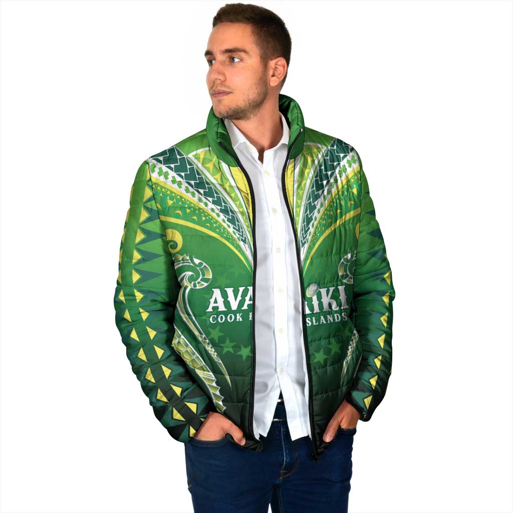 Custom Rugby Cook Islands Avaiki Padded Jacket Green Kuki Airani Tribal Maori Inspired LT9 - Polynesian Pride