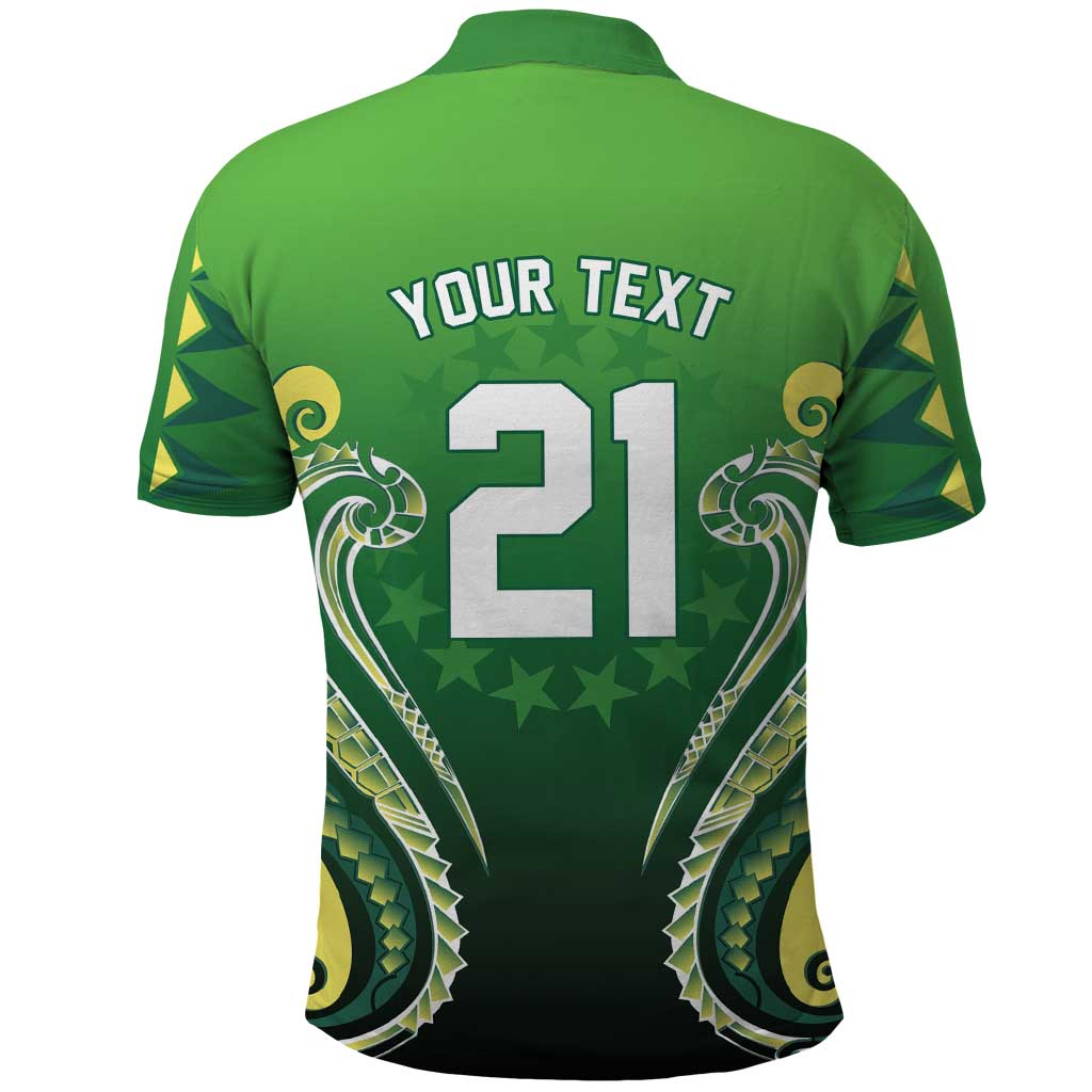 Custom Rugby Cook Islands Avaiki Polo Shirt Green Kuki Airani Tribal Maori Inspired - Polynesian Pride