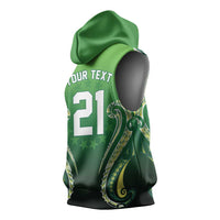 Custom Rugby Cook Islands Avaiki Sleeveless Hoodie Green Kuki Airani Tribal Maori Inspired LT9 - Polynesian Pride
