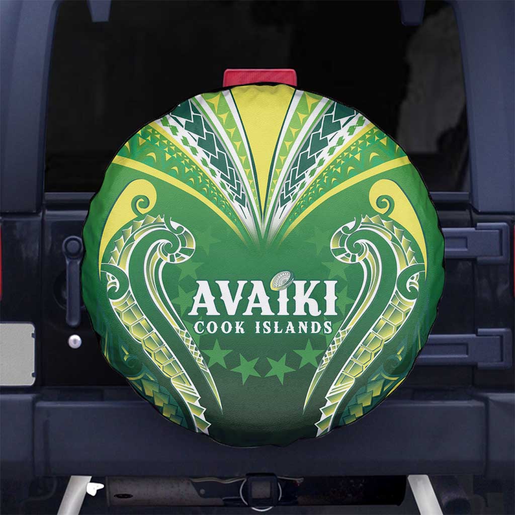 Rugby Cook Islands Avaiki Spare Tire Cover Green Kuki Airani Tribal Maori Inspired LT9 No hole Green - Polynesian Pride