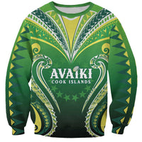 Custom Rugby Cook Islands Avaiki Sweatshirt Green Kuki Airani Tribal Maori Inspired LT9 Unisex Green - Polynesian Pride