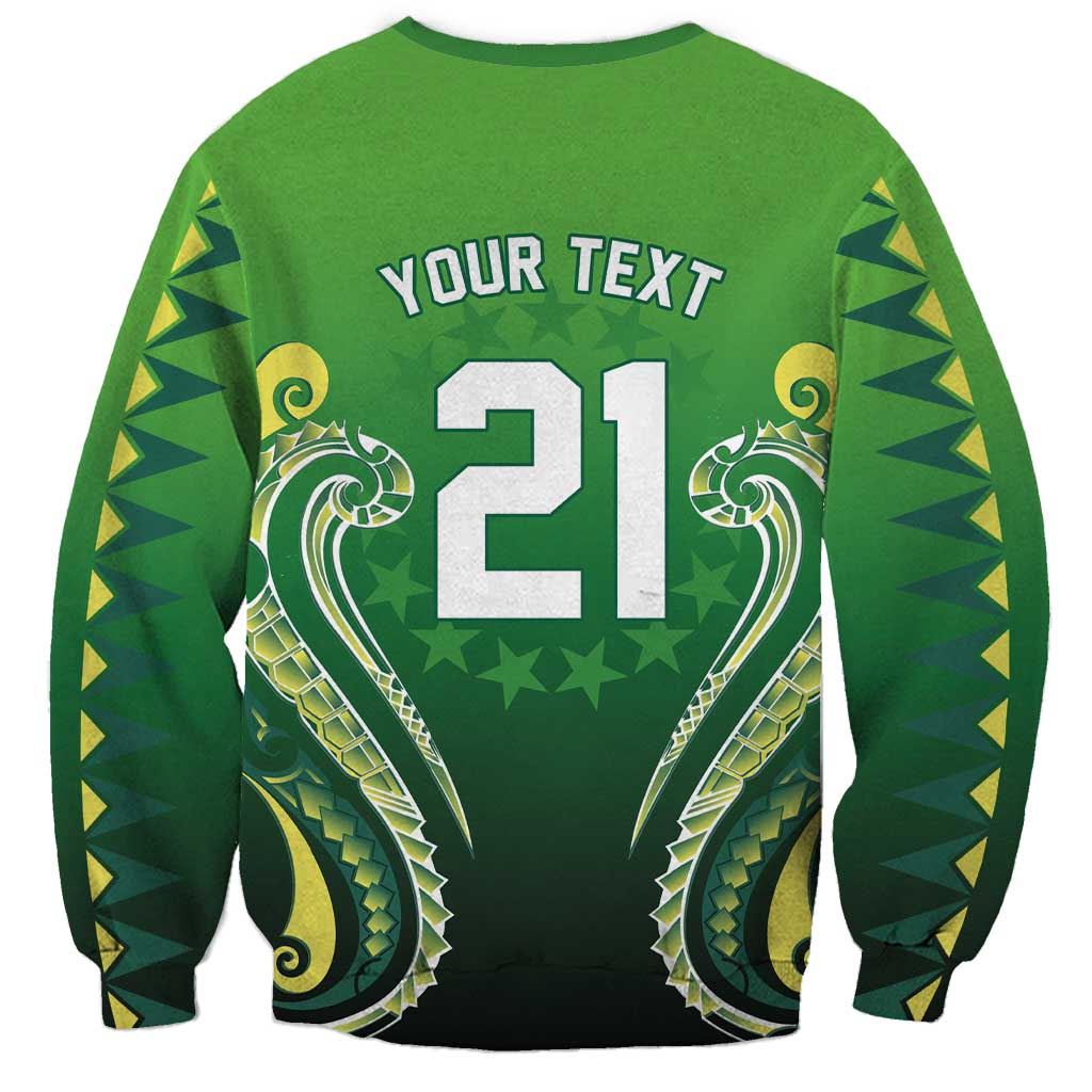 Custom Rugby Cook Islands Avaiki Sweatshirt Green Kuki Airani Tribal Maori Inspired LT9 - Polynesian Pride