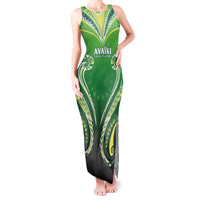 Custom Rugby Cook Islands Avaiki Tank Maxi Dress Green Kuki Airani Tribal Maori Inspired LT9 Women Green - Polynesian Pride