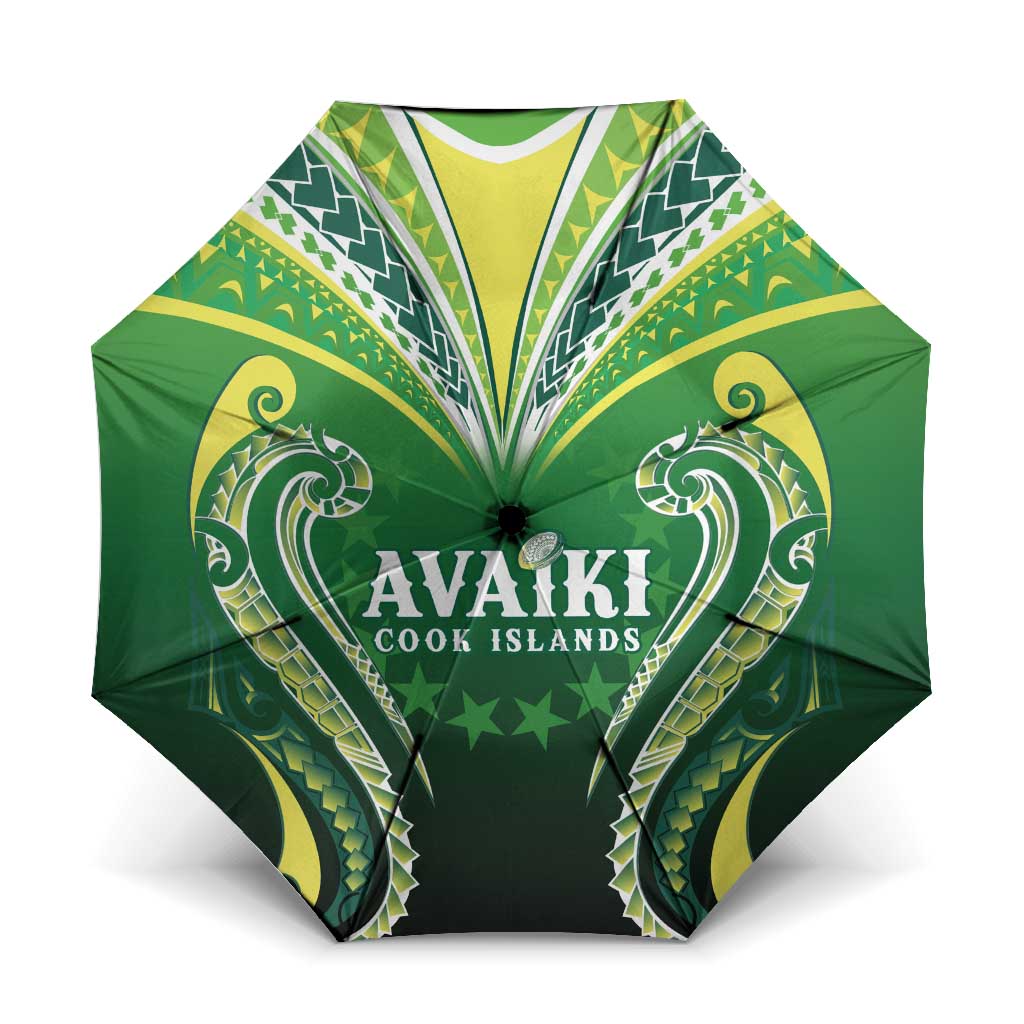 Rugby Cook Islands Avaiki Umbrella Green Kuki Airani Tribal Maori Inspired LT9 One Size Folded 11.42 inch Opened Diameter 37.4 inch Green - Polynesian Pride