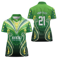 Custom Rugby Cook Islands Avaiki Women Polo Shirt Green Kuki Airani Tribal Maori Inspired LT9 - Polynesian Pride