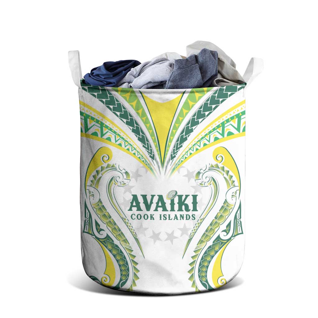 Rugby Cook Islands Avaiki Laundry Basket White Kuki Airani Tribal Maori Inspired LT9 - Polynesian Pride