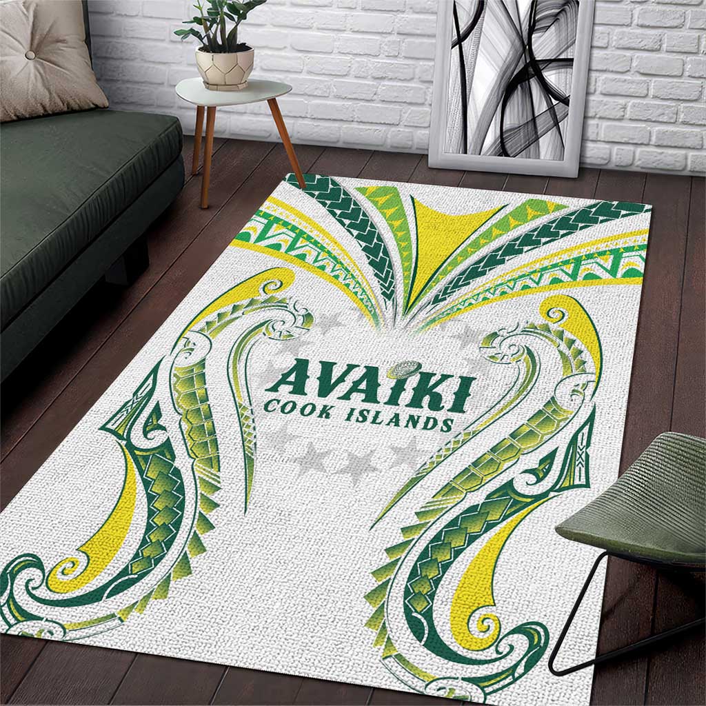 Rugby Cook Islands Avaiki Area Rug White Kuki Airani Tribal Maori Inspired LT9 White - Polynesian Pride