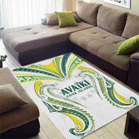 Rugby Cook Islands Avaiki Area Rug White Kuki Airani Tribal Maori Inspired LT9 - Polynesian Pride