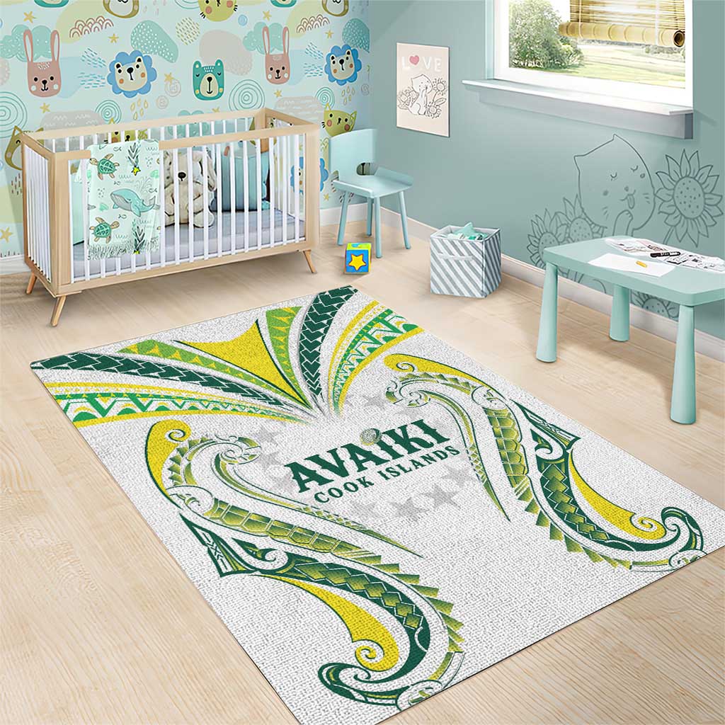 Rugby Cook Islands Avaiki Area Rug White Kuki Airani Tribal Maori Inspired LT9 - Polynesian Pride