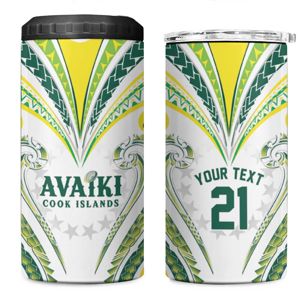 Custom Rugby Cook Islands Avaiki 4 in 1 Can Cooler Tumbler White Kuki Airani Tribal Maori Inspired LT9 One Size: 16 oz White - Polynesian Pride