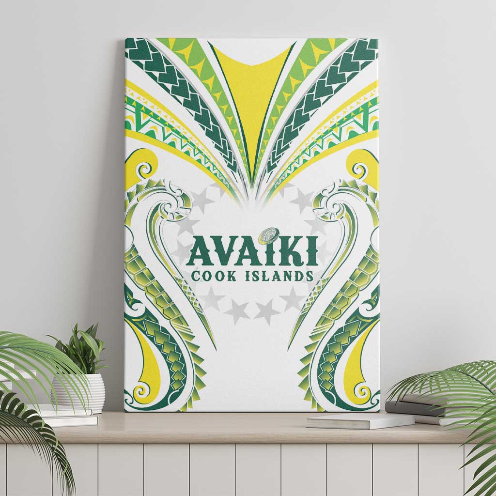 Rugby Cook Islands Avaiki Canvas Wall Art White Kuki Airani Tribal Maori Inspired LT9 - Polynesian Pride