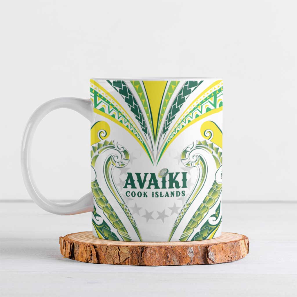 Custom Rugby Cook Islands Avaiki Ceramic Mug White Kuki Airani Tribal Maori Inspired LT9 White - Polynesian Pride