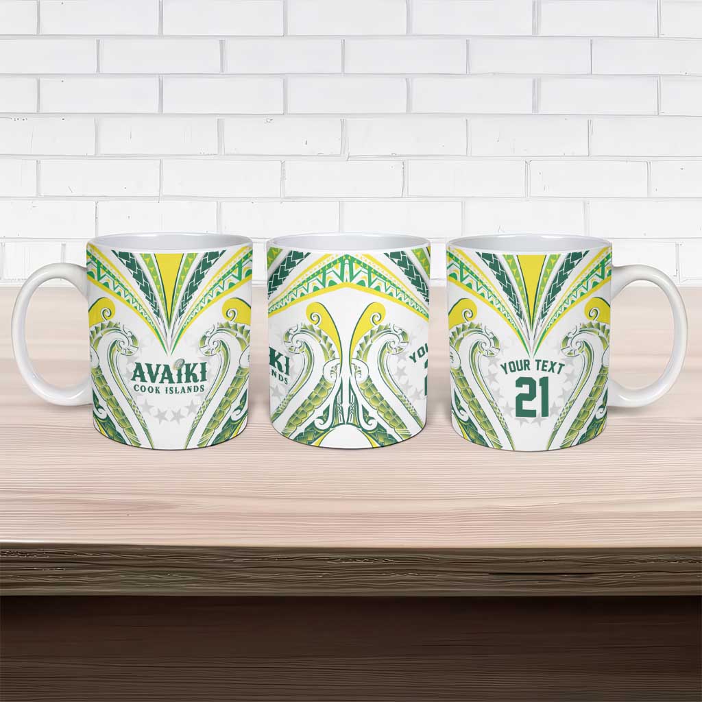 Custom Rugby Cook Islands Avaiki Ceramic Mug White Kuki Airani Tribal Maori Inspired LT9 - Polynesian Pride