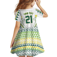 Custom Rugby Cook Islands Avaiki Family Matching Off Shoulder Short Dress and Hawaiian Shirt White Kuki Airani Tribal Maori Inspired - Polynesian Pride