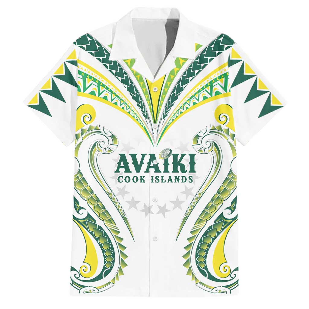 Custom Rugby Cook Islands Avaiki Family Matching Off Shoulder Short Dress and Hawaiian Shirt White Kuki Airani Tribal Maori Inspired - Polynesian Pride