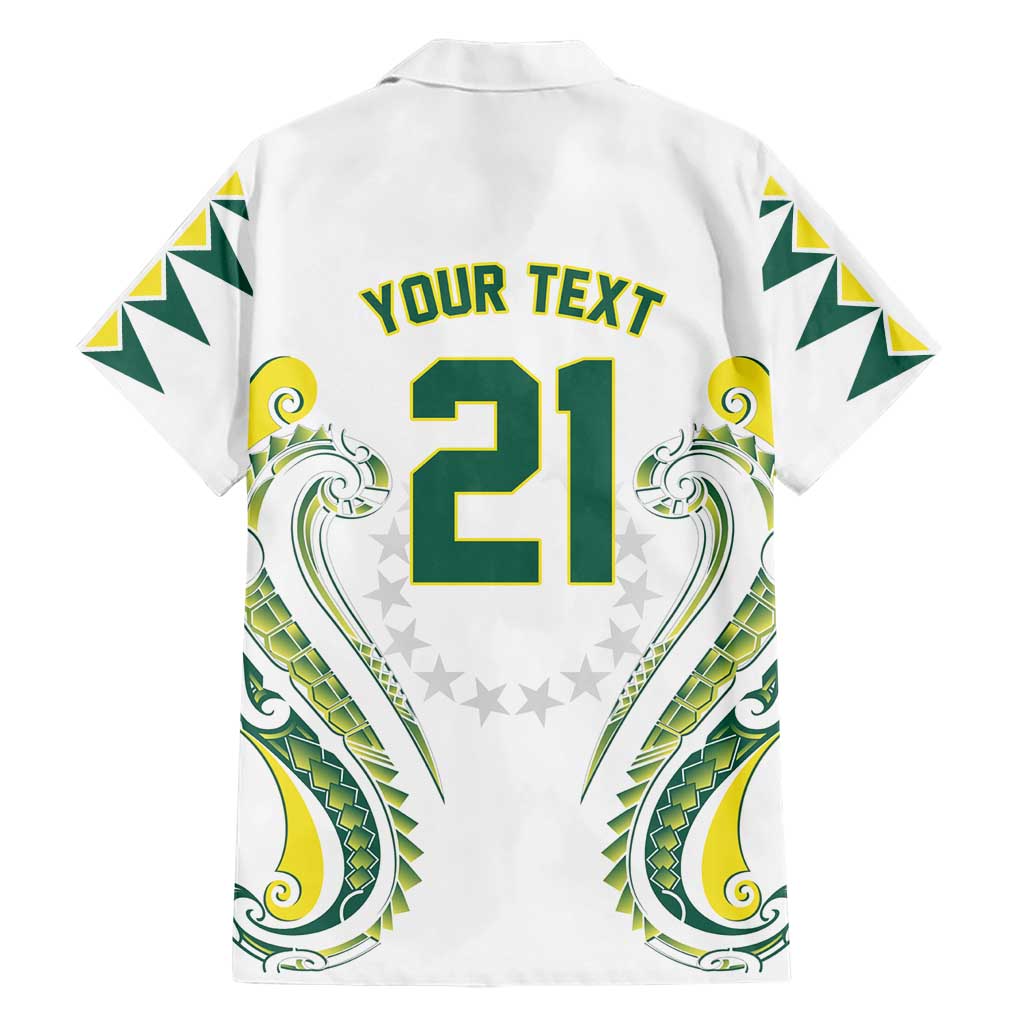 Custom Rugby Cook Islands Avaiki Family Matching Off Shoulder Short Dress and Hawaiian Shirt White Kuki Airani Tribal Maori Inspired - Polynesian Pride