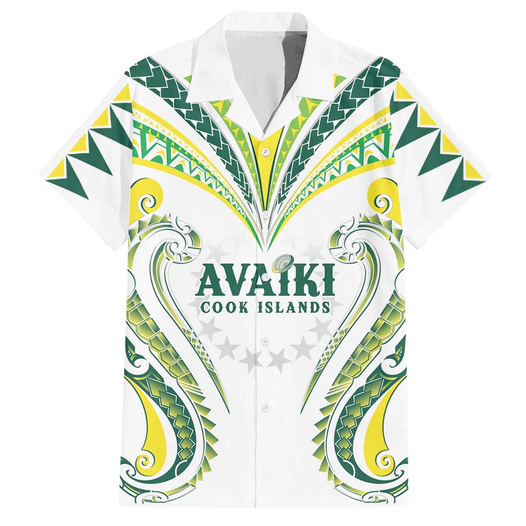 Custom Rugby Cook Islands Avaiki Hawaiian Shirt White Kuki Airani Tribal Maori Inspired - Polynesian Pride