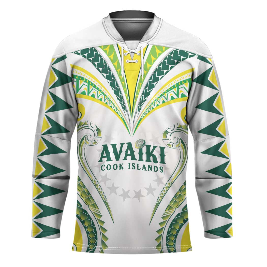 Custom Rugby Cook Islands Avaiki Hockey Jersey White Kuki Airani Tribal Maori Inspired - Polynesian Pride