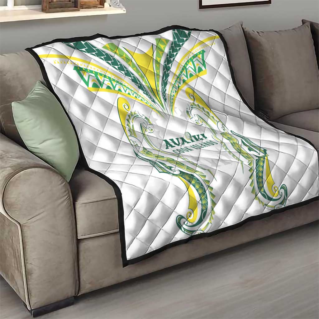 Rugby Cook Islands Avaiki Quilt White Kuki Airani Tribal Maori Inspired LT9 - Polynesian Pride
