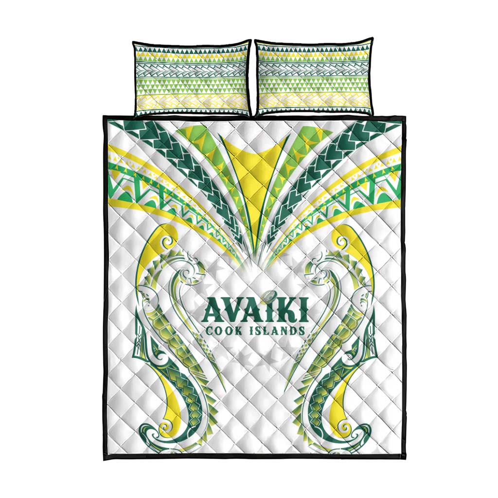 Rugby Cook Islands Avaiki Quilt Bed Set White Kuki Airani Tribal Maori Inspired LT9 - Polynesian Pride