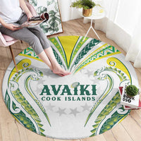 Rugby Cook Islands Avaiki Round Carpet White Kuki Airani Tribal Maori Inspired LT9 - Polynesian Pride