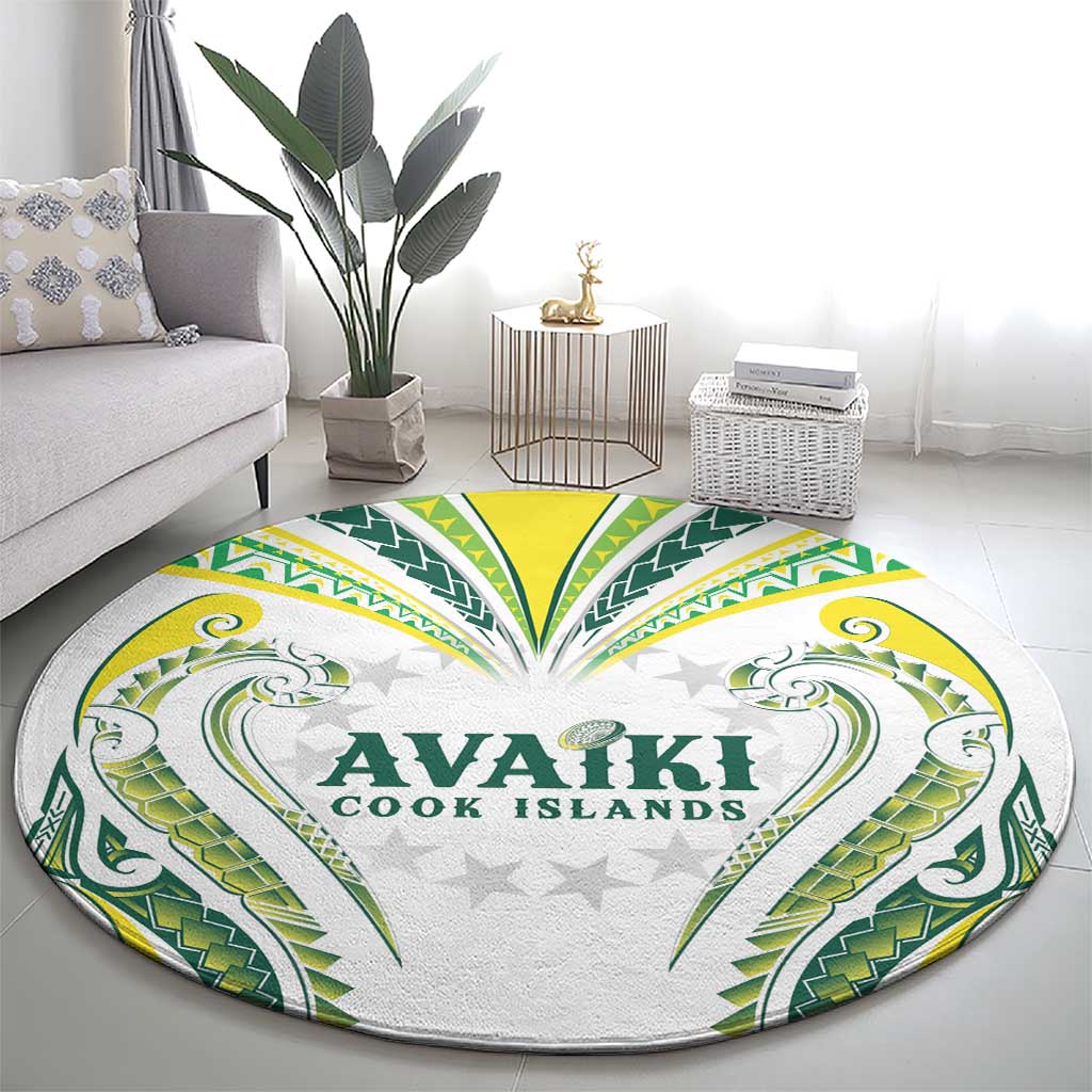 Rugby Cook Islands Avaiki Round Carpet White Kuki Airani Tribal Maori Inspired LT9 - Polynesian Pride