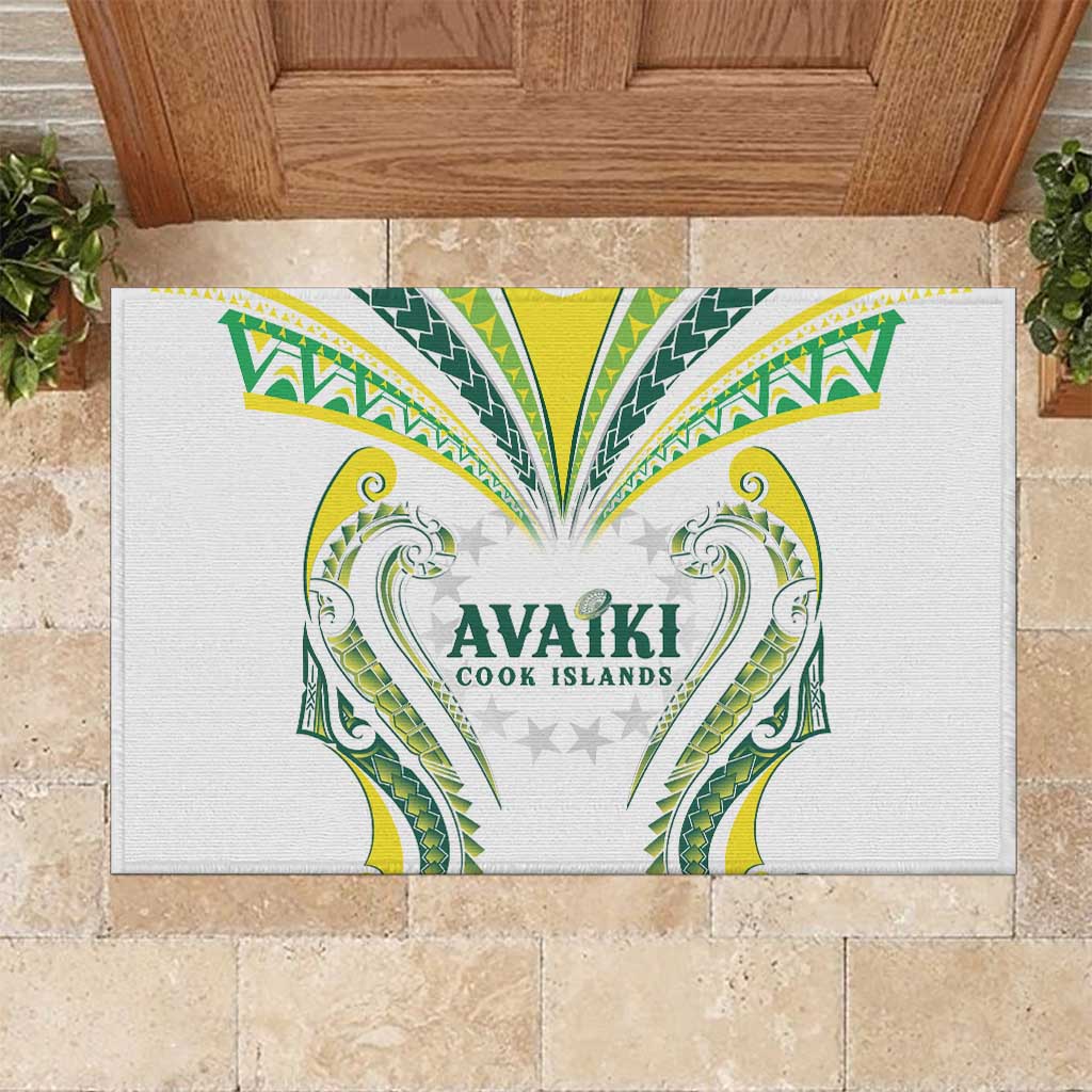 Rugby Cook Islands Avaiki Rubber Doormat White Kuki Airani Tribal Maori Inspired LT9 White - Polynesian Pride