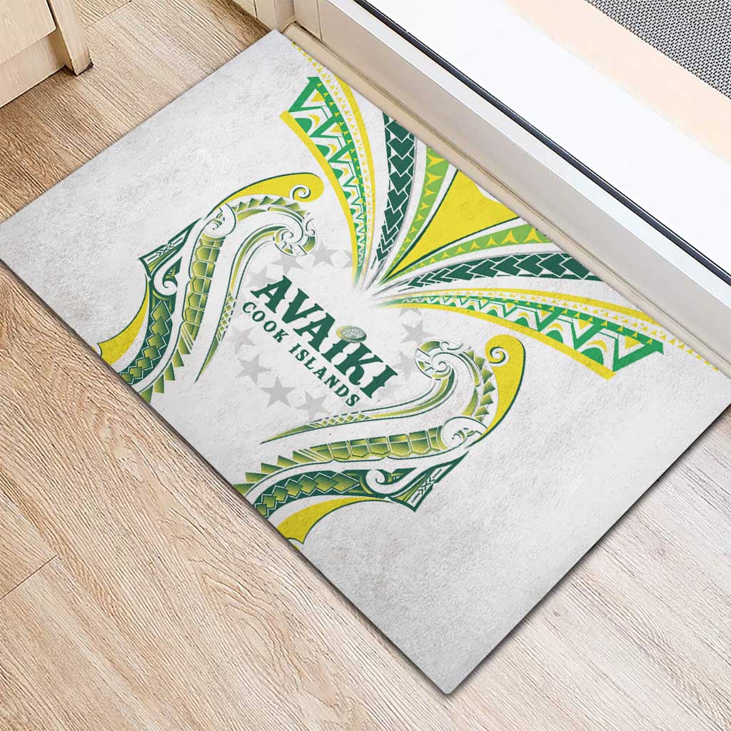 Rugby Cook Islands Avaiki Rubber Doormat White Kuki Airani Tribal Maori Inspired LT9 - Polynesian Pride