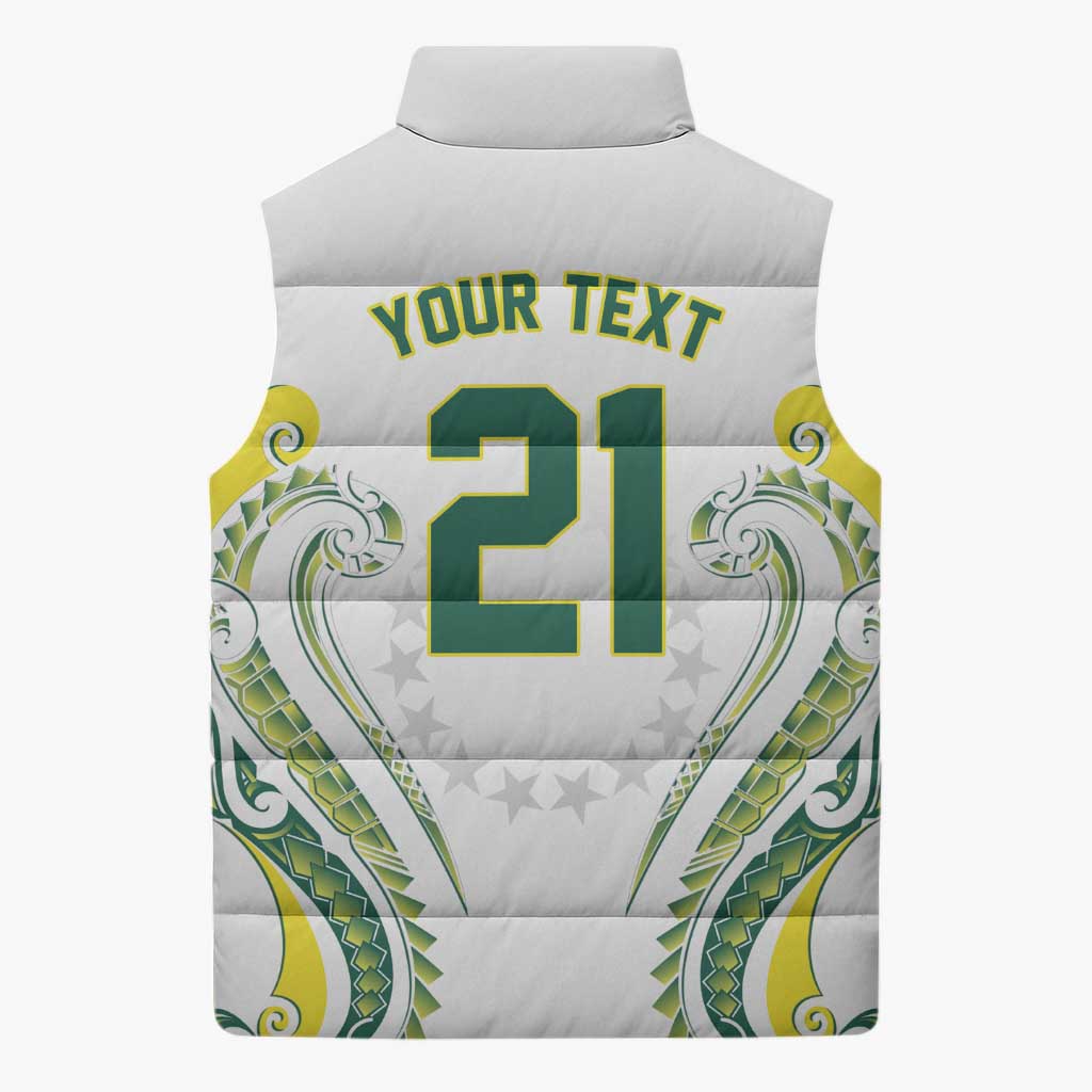 Custom Rugby Cook Islands Avaiki Sleeveless Puffer Jacket White Kuki Airani Tribal Maori Inspired LT9 - Polynesian Pride