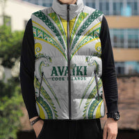 Custom Rugby Cook Islands Avaiki Sleeveless Puffer Jacket White Kuki Airani Tribal Maori Inspired LT9 - Polynesian Pride