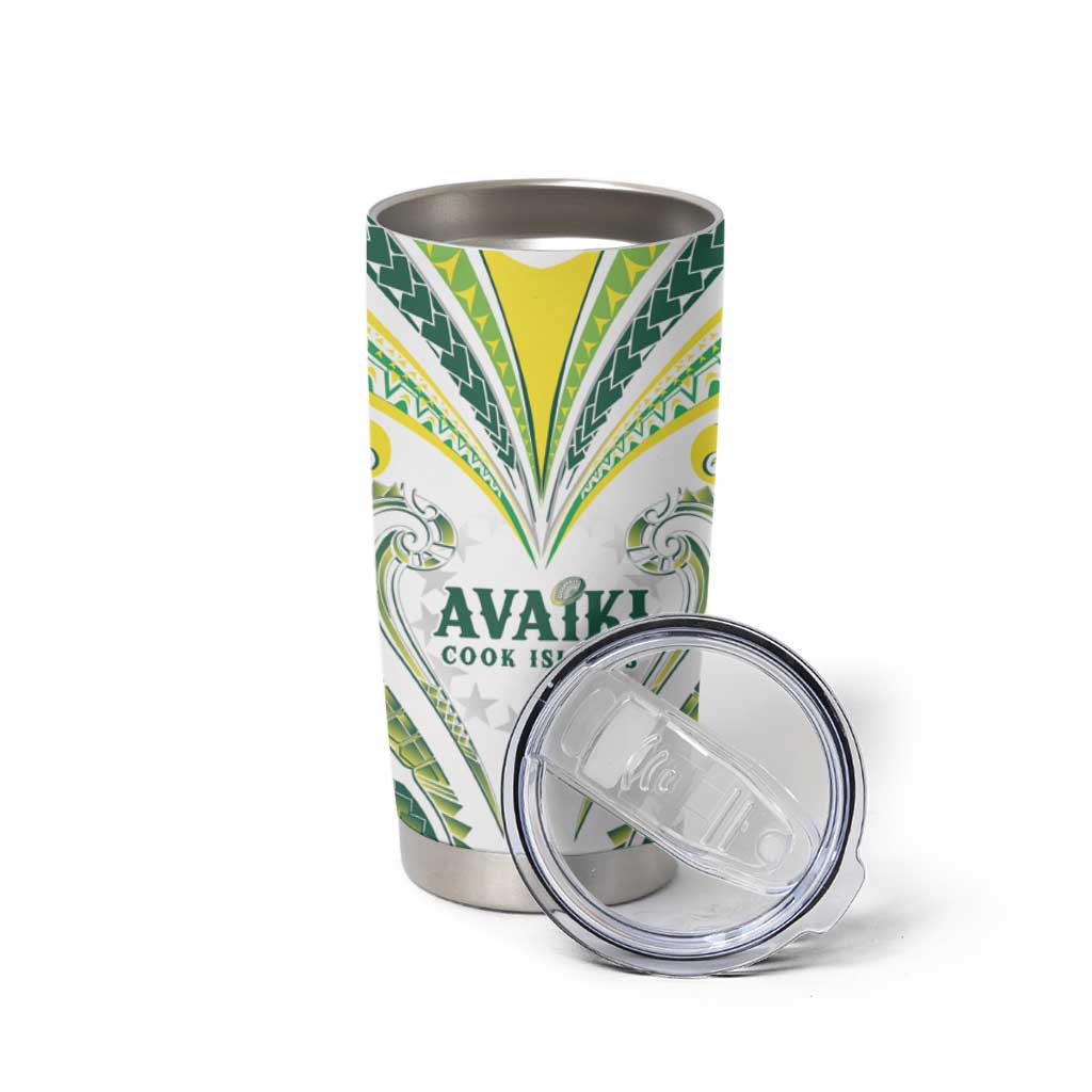 Custom Rugby Cook Islands Avaiki Tumbler Cup White Kuki Airani Tribal Maori Inspired - Polynesian Pride