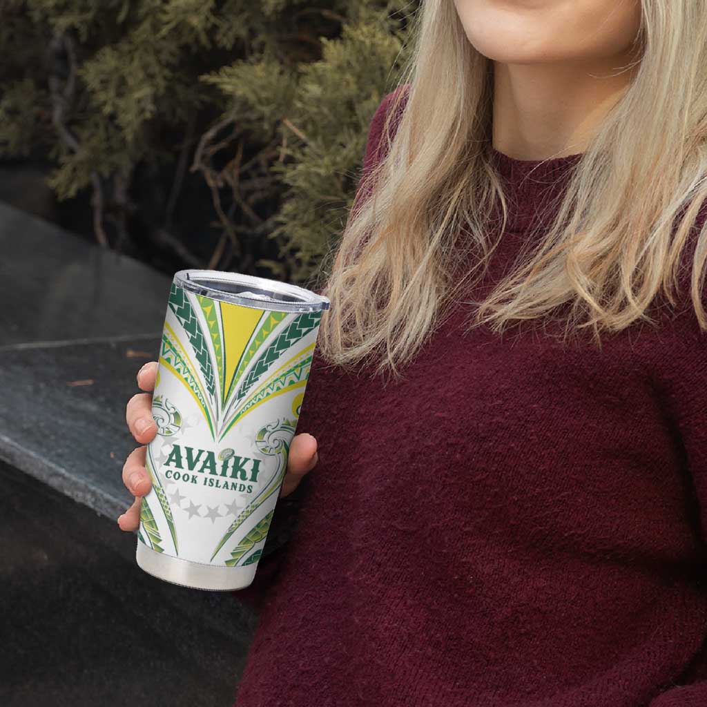 Custom Rugby Cook Islands Avaiki Tumbler Cup White Kuki Airani Tribal Maori Inspired - Polynesian Pride