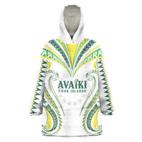 Custom Rugby Cook Islands Avaiki Wearable Blanket Hoodie White Kuki Airani Tribal Maori Inspired LT9 One Size White - Polynesian Pride