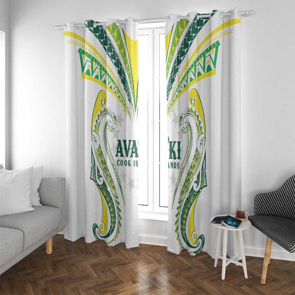 Rugby Cook Islands Avaiki Window Curtain White Kuki Airani Tribal Maori Inspired LT9 With Grommets White - Polynesian Pride