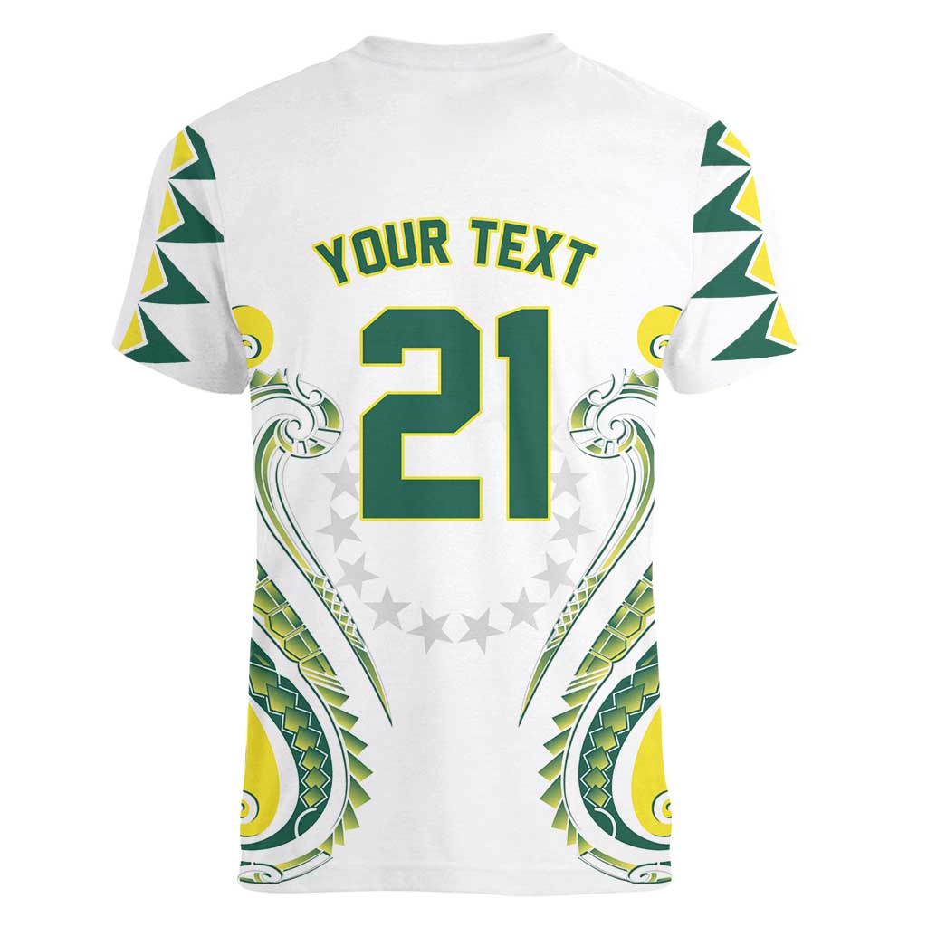 Custom Rugby Cook Islands Avaiki Women V-Neck T-Shirt White Kuki Airani Tribal Maori Inspired LT9 - Polynesian Pride