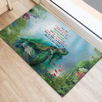 Polynesia Mother's Day Rubber Doormat Magnificent Sea Turtle Of Love and Gratitude