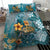 Sea Turtle In The Ocean Bedding Set with Polynesian Pattern Arty Style