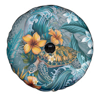 Sea Turtle In The Ocean Spare Tire Cover with Polynesian Pattern Arty Style