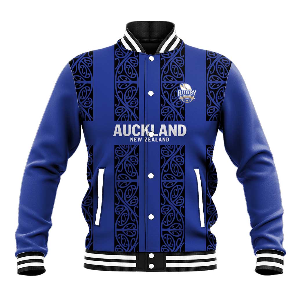 Custom Oceania Football NZ Auckland Baseball Jacket Maori Tribal Pattern
