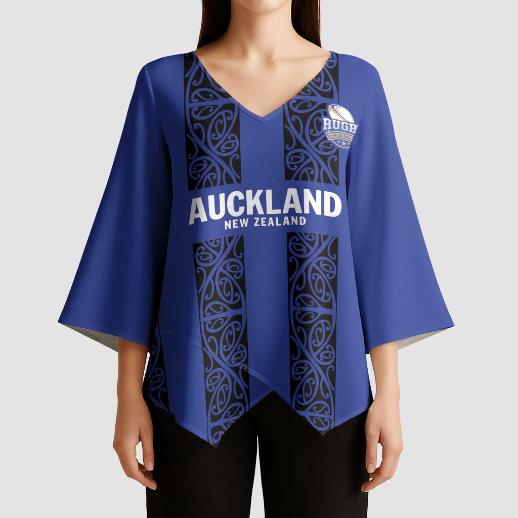 Custom Oceania Football NZ Auckland Kimono Sleeve Blouse Maori Tribal Pattern