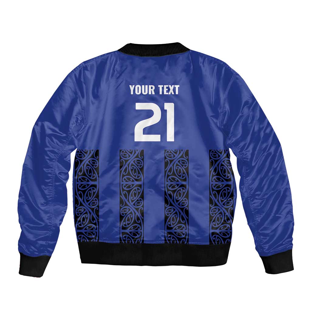 Custom Oceania Football NZ Auckland Sleeve Zip Bomber Jacket Maori Tribal Pattern
