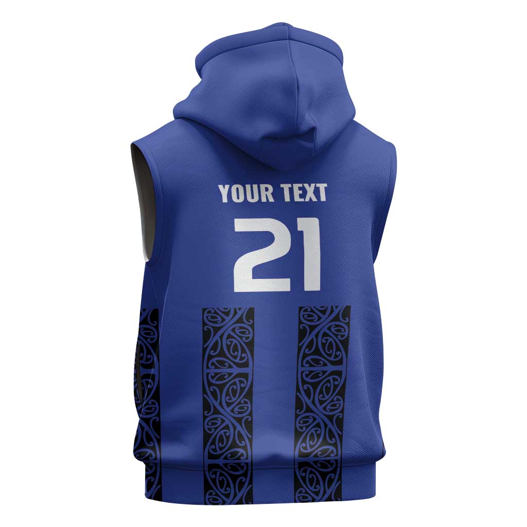 Custom Oceania Football NZ Auckland Sleeveless Hoodie Maori Tribal Pattern