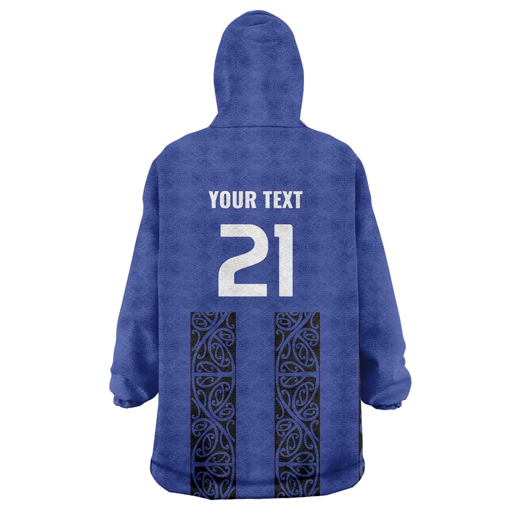 Custom Oceania Football NZ Auckland Wearable Blanket Hoodie Maori Tribal Pattern