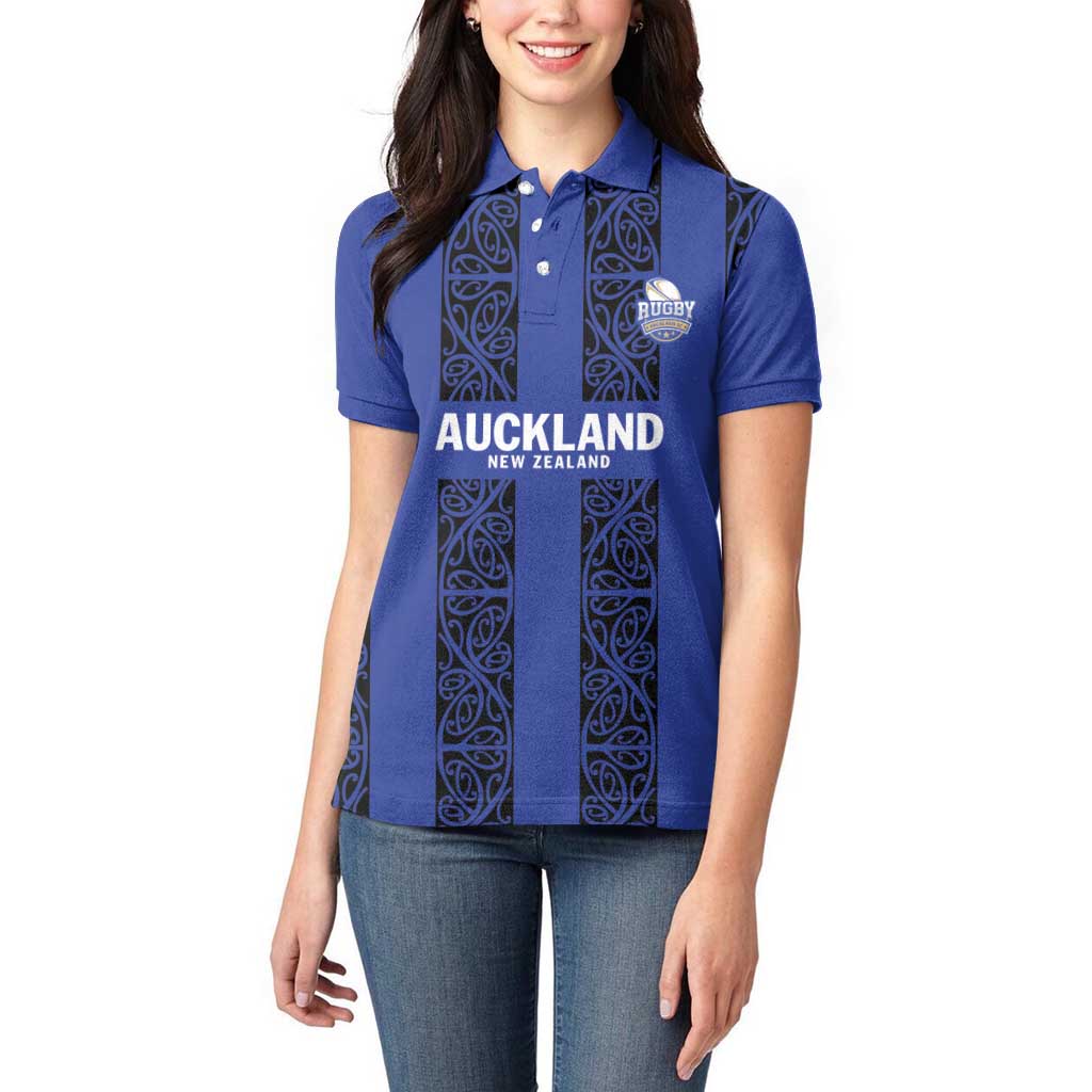 Custom Oceania Football NZ Auckland Women Polo Shirt Maori Tribal Pattern