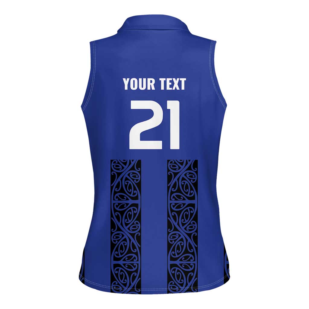 Custom Oceania Football NZ Auckland Women Sleeveless Polo Shirt Maori Tribal Pattern