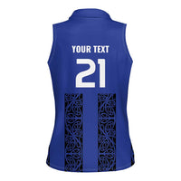 Custom Oceania Football NZ Auckland Women Sleeveless Polo Shirt Maori Tribal Pattern