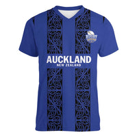 Custom Oceania Football NZ Auckland Women V-Neck T-Shirt Maori Tribal Pattern
