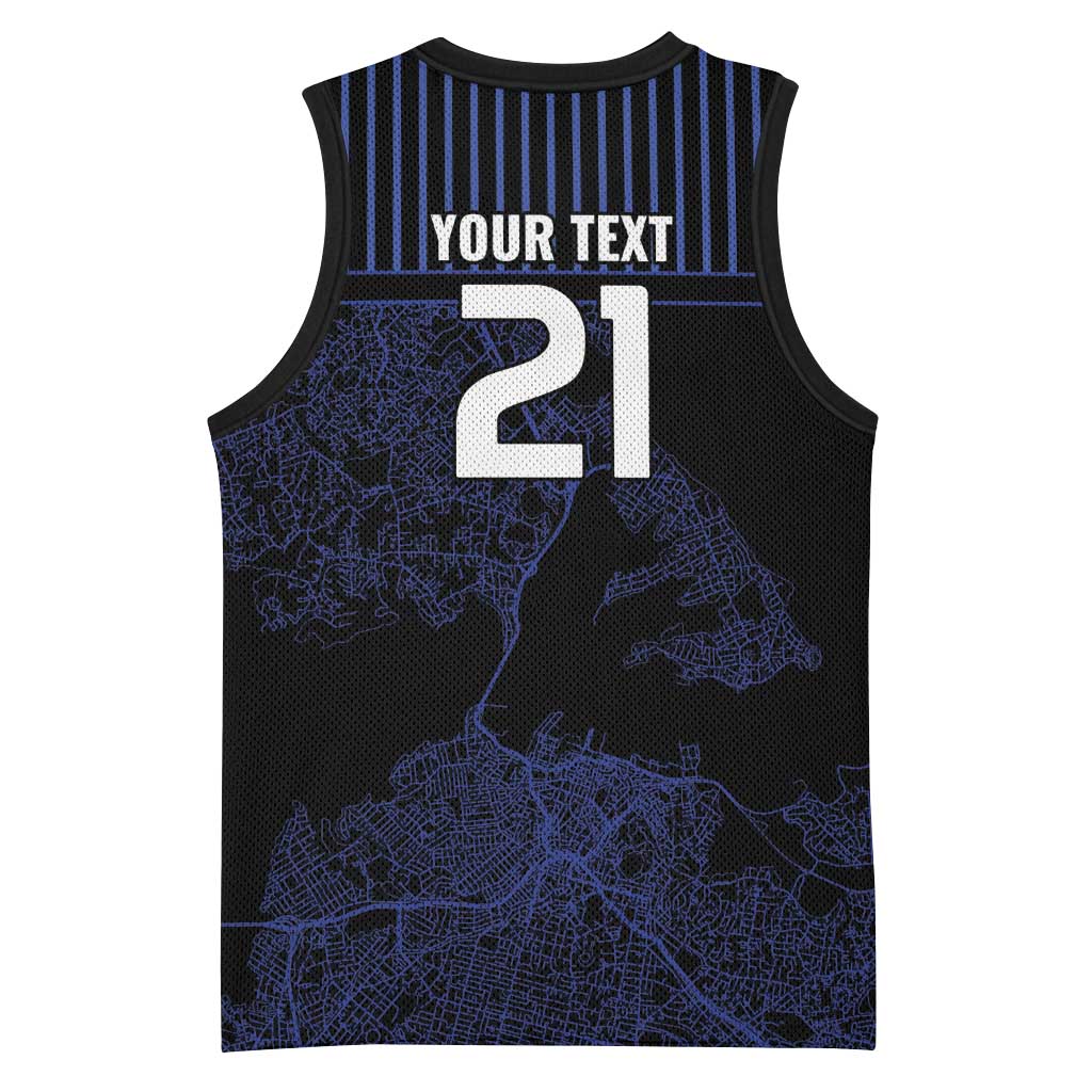 Custom Oceania Football NZ Auckland Basketball Jersey Minimal City Map Style